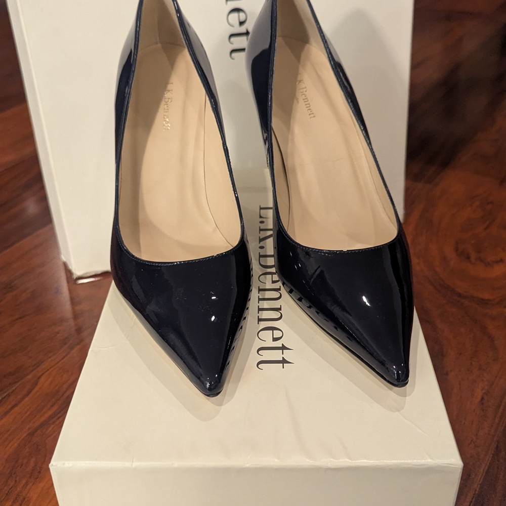 LK Bennett Navy Patent Leather Pumps